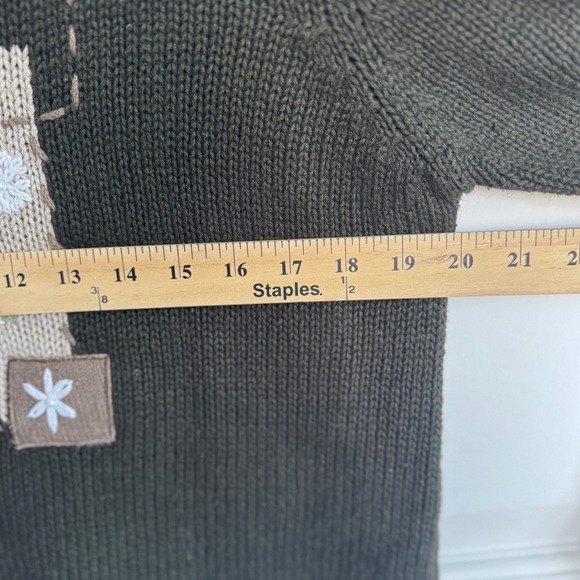 Christopher & Banks Cardinal Embroidered Sweater Knit Long Sleeve Green Women L - Picture 10 of 12